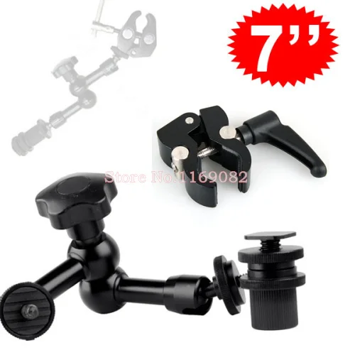 2 in 1 New 7 Adjustable Articulating Magic Arm Super Clamp Mount Kit For Camera DSLR