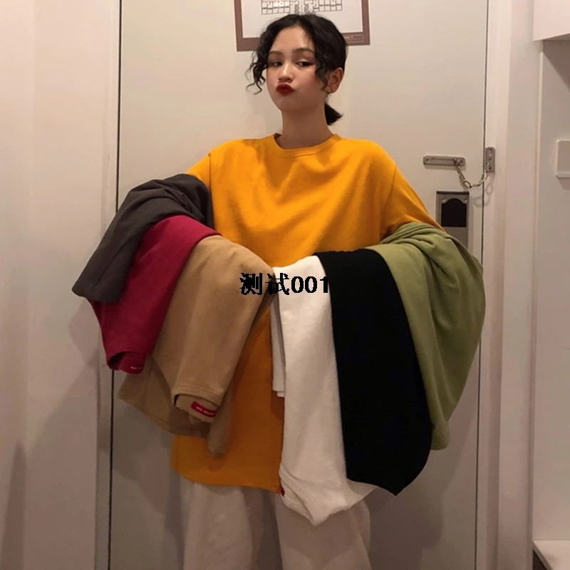 

Korean version of the couple's Harajuku style bf loose wild short-sleeved T-shirt white female students half-sleeved shirt tide