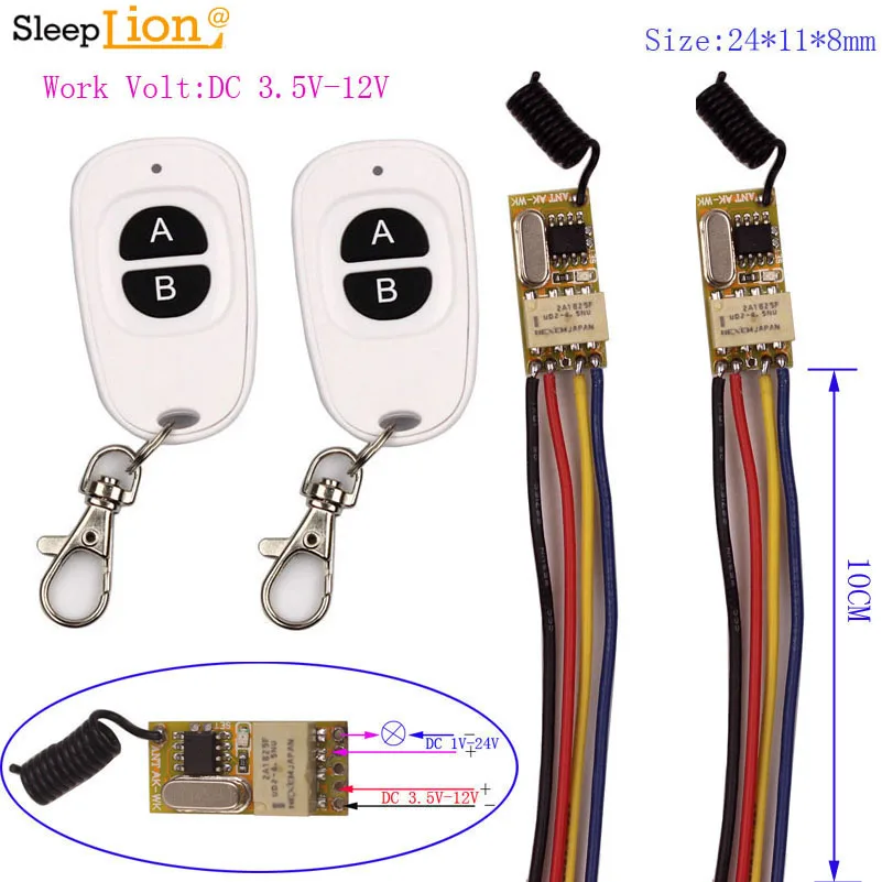 

Sleeplion Universal Micro Switch 3.3V 5V 7.4V 9V 12V No Noise Remote Control Switch Mini 3V-12V ON OFF Small Receiver Module