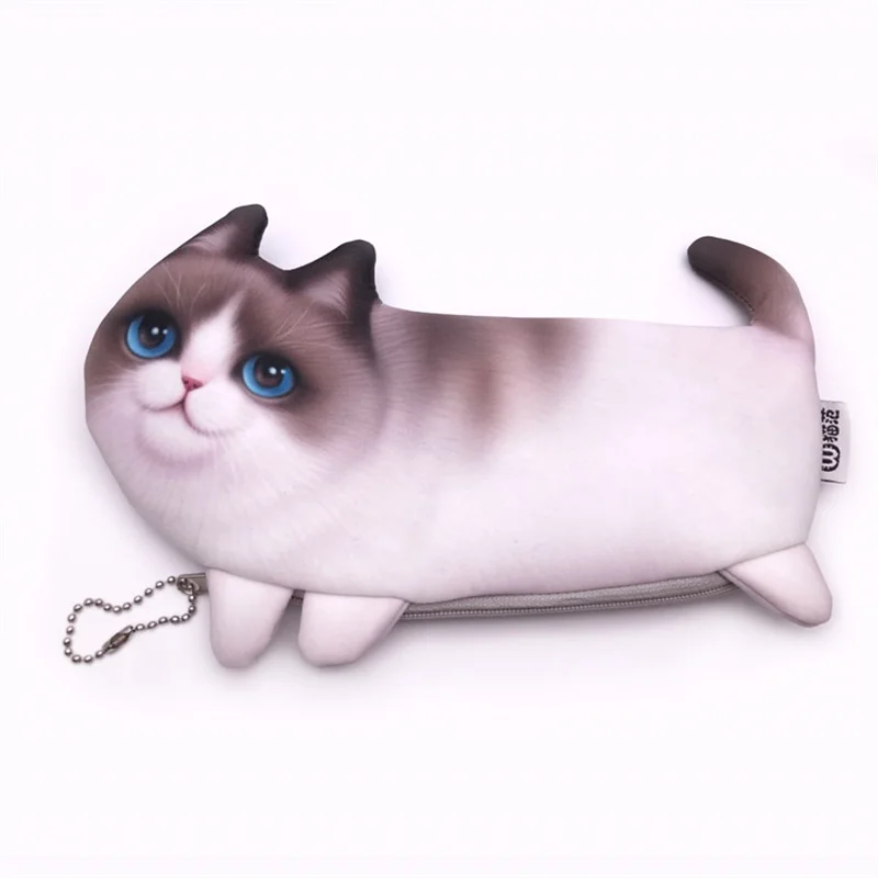 

TOPSTHINK Simulation cat pencil pouch cute vivid pencil bag novelty soft PS pencil case with 4 feeling