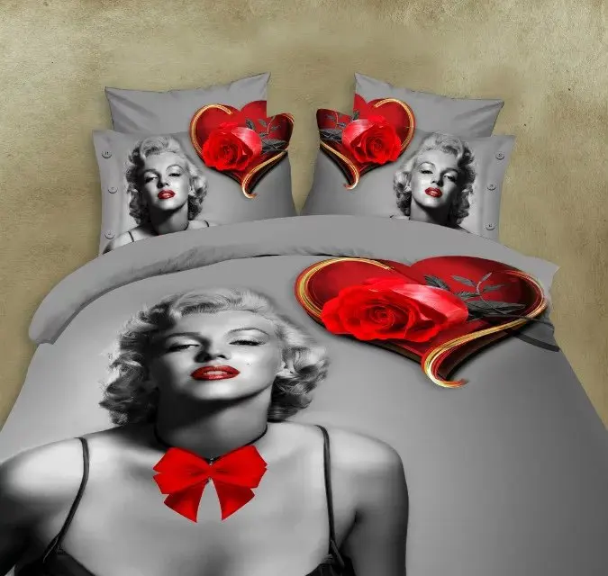 Marilyn monroe 3d bedding queen size bedding set flowers 3d bed linen