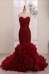 Настоящее Бордовый Красный Русалка Свадебные платья 2019 Милая Ruched красочные Готический свадебные белый Vestidos De Novia