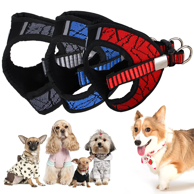 

Pet Adjustable Reflective Vest Walking Lead Leash for Puppy Polyester Mesh Harness Dog Cat Harness for Small Medium Dog