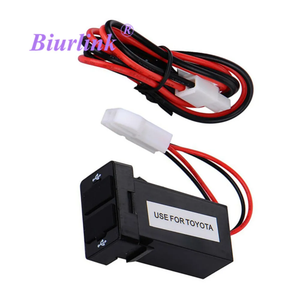 Biurlink cargador de puerto USB Dual para salpicadero de coche, conector USB para teléfono, entrada Audio Toyota, 2 estilos|connector cable|usb to av to ps2 connector -