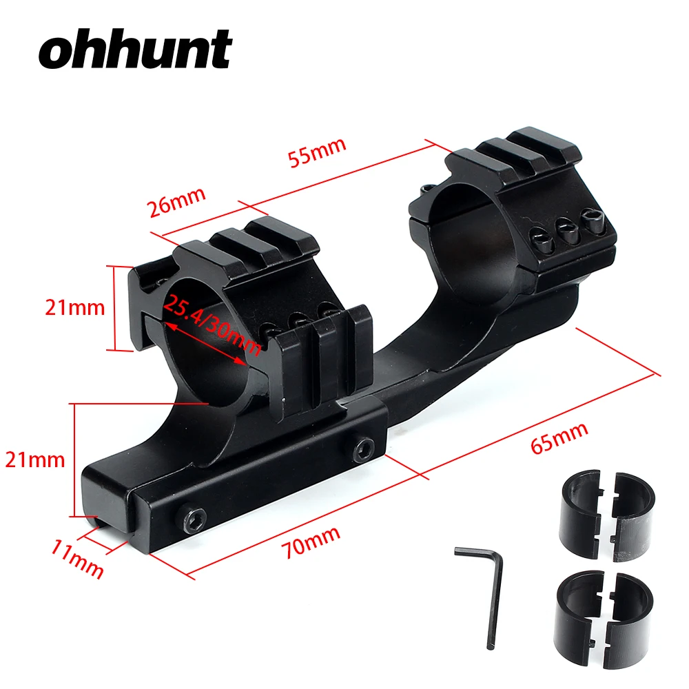 

ohhunt Hunting Tactical 1 inch 25.4mm 30mm Offset Rifle Scope 11mm 3/8" Dovetail Rings Mount with Extra Picatinny Weaver Rail