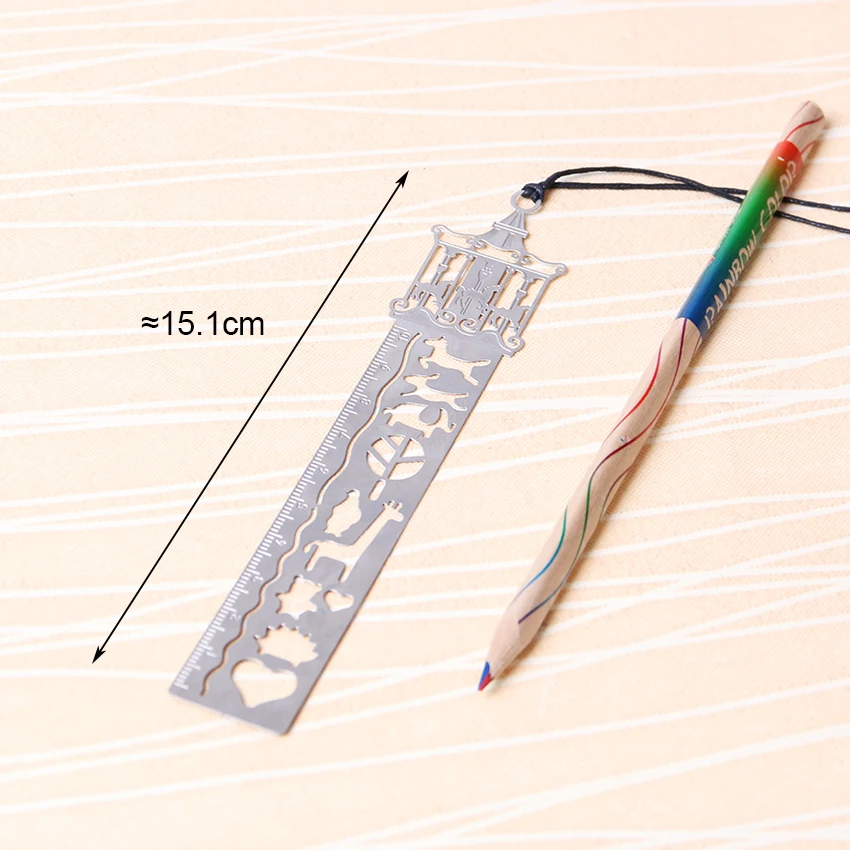 1 шт. Корейская Милая полая Ретро многофункциональная линейка для рисования высокого качества подарочный металлический линейка закладки для школьных учебников