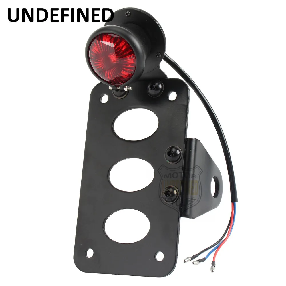 Motorcycle Retro LED Side Rear Mount License Plate Bracket Brake Tail