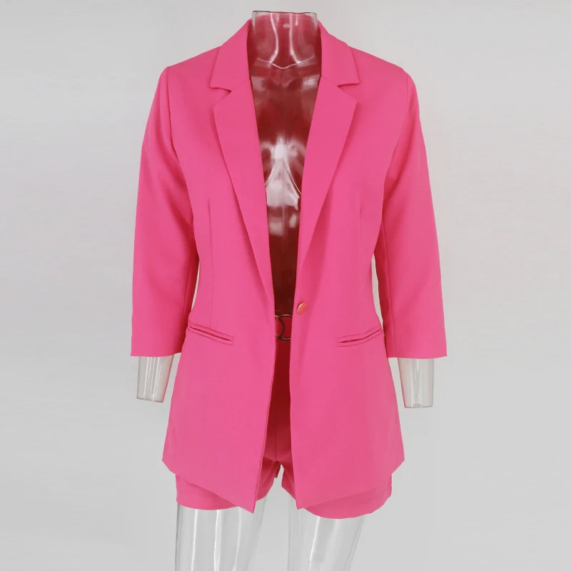 NATTEMAID, комплект из двух предметов, топ и штаны, Женский комплект 2 шт., офисные штаны, костюмы, сексуальные комплекты из двух предметов, на одной пуговице, комплект из двух предметов - Цвет: Rose