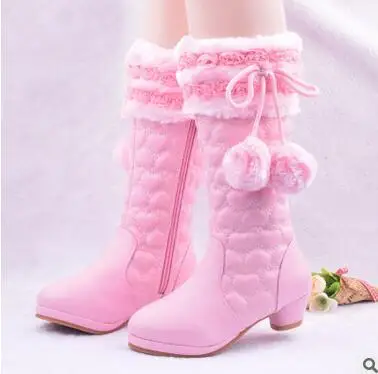 

Winter Girls Boots High Heel Princess Boots Children Snow Boots Little Girl's High Boots Winter Children's Shoes