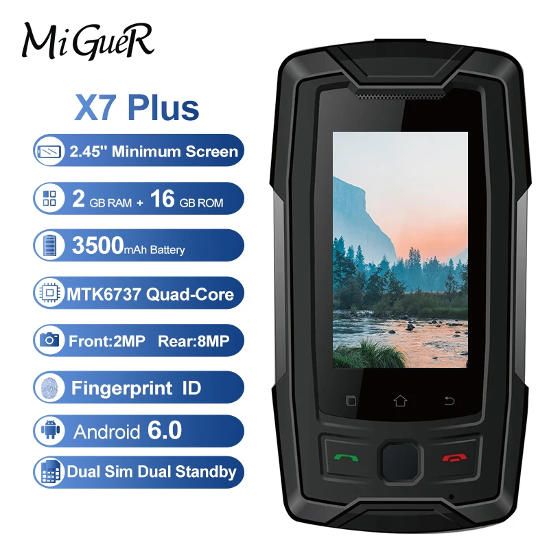 SERVO X7 Plus IP68 Rugged Smartphone 2.45''HD 2GB RAM 16GB ROM 3500mAh MTK6737 Quad Core WaterProof Dustproof Shockproof phone