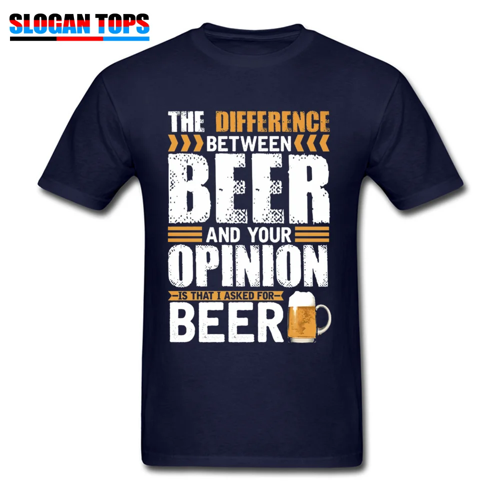 3D Printed Tees New Arrival Crewneck Casual Short Sleeve Cotton Men's T Shirt Print T-Shirt Drop Shipping Difference Between Beer And Your Opinion 3087 navy
