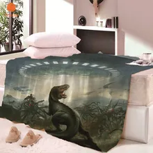 Одеяло с ворсом, супер мягкое бархатное плюшевое одеяло с динозавром из мультфильма, художественное одеяло для детей, пляжное полотенце для путешествий, CB70