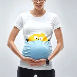 Для беременных футболка пасхальное Для женщин для беременных с коротким рукавом мультфильм Модные топы Беременность одежда ropa de maternidad