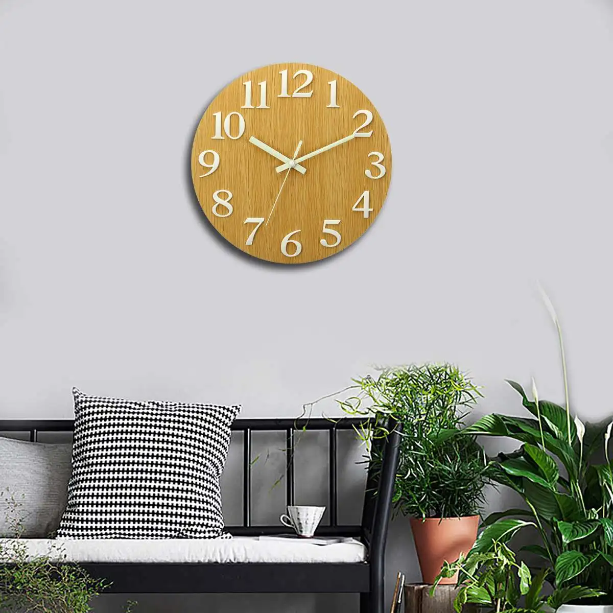 Wall Clock Glow In The Dark Silent Quartz Luminous Indoor Living Room Bedroom 12 Inch Home Decor Modern Clock