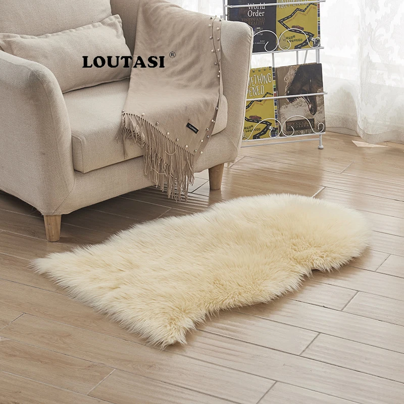 LOUTASI, мех, Искусственная овчина, ворсистый ковер для гостиной, спальни, ковер, кожа, мех, однотонный, пушистый уголок, коврики для спальни, искусственный коврик