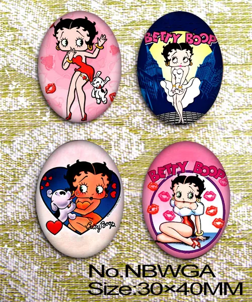 4 шт. Betty girl Овальный стеклянный кабошон для 30x40 мм Базовая установка NBWGA |