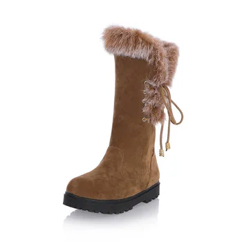 

Elegant Snow Platform Cotton-padded Most Comfortable Luxury Womens Shoes Casual Mid Calf Boots Brown Yellow Black