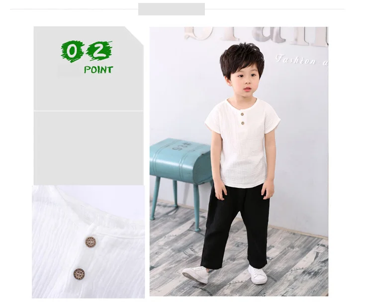 chinese style simple Cotton linen shirts 1- 8 yrs baby boys summer kids clothes Casual children's shirt white button tops