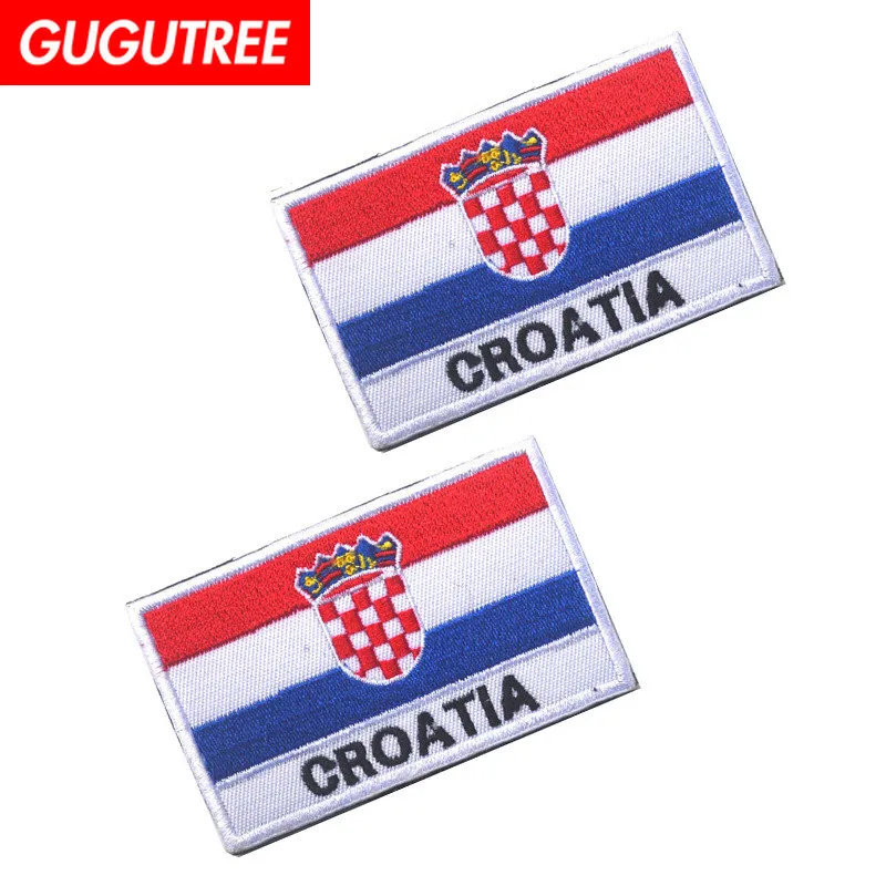 

GUGUTREE embroidery HOOK&LOOP Croatia flag patches national flag patches badges applique patches for clothing AD-197