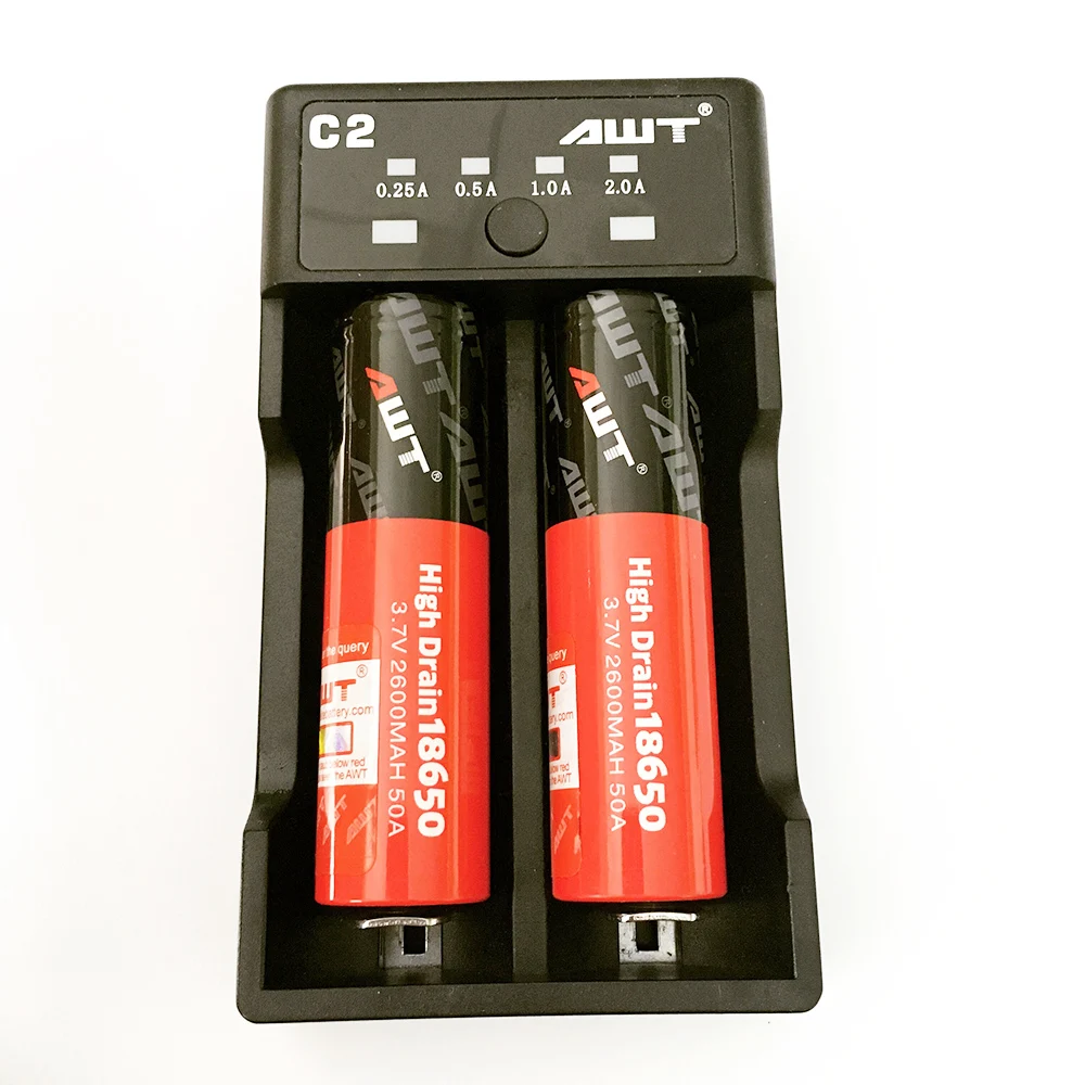 Батарея Смарт Зарядное устройство ЖК-дисплей USB Зарядное устройство AWT C2 2 слота 26650 Батарея Зарядное устройство для 20700 18500 14500 18350 18650 21700 Батарея T025