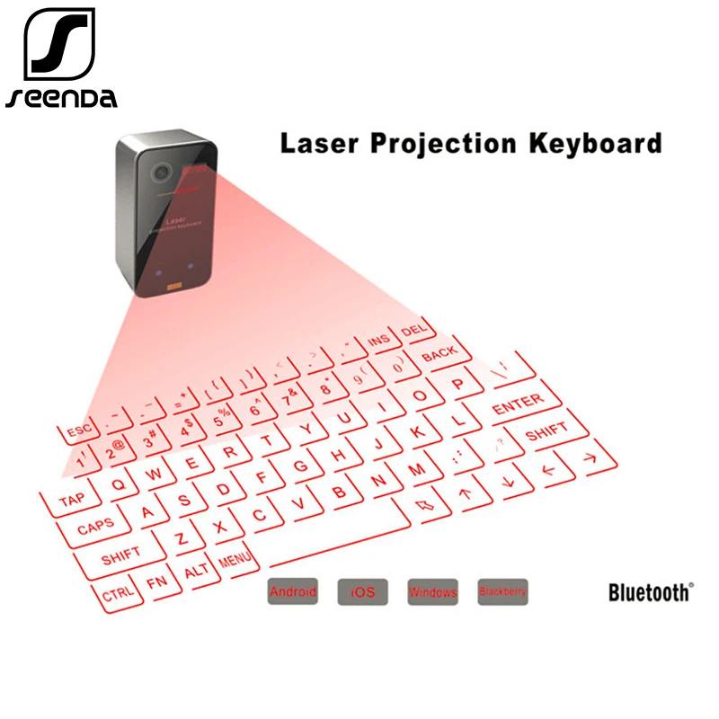 

SeenDa Portable Bluetooth Wireless Virtual Laser Keyboard Mini Bluetooth Projection Keyboard for iPhone Android iPad Tablet