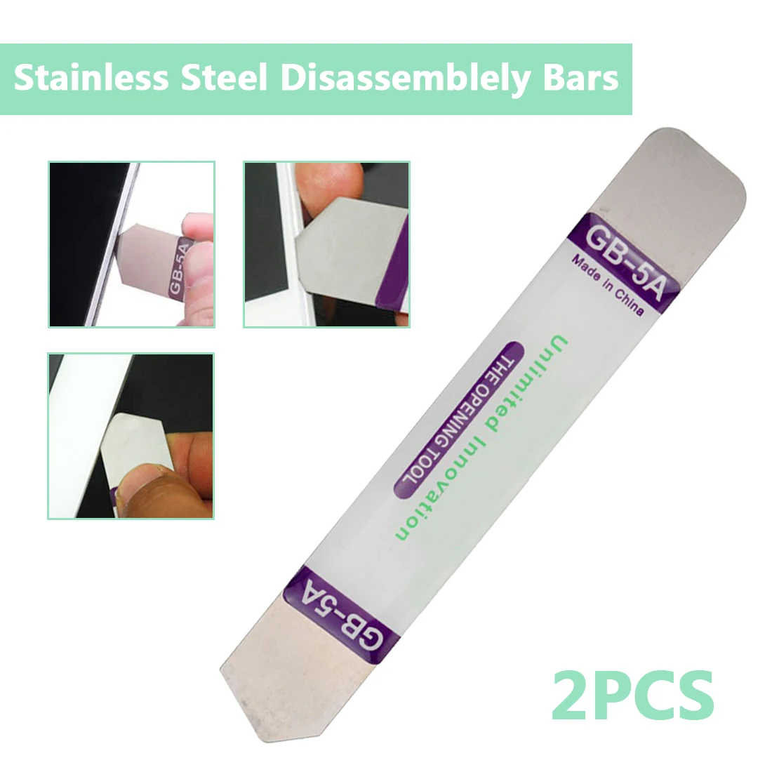 

Blade Soft Stainless Steel Thin Pry Spudger 2pcs Cell Phone Tablet Screen Battery Opening Tools for Samsung iPhone iPad Opener