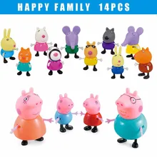 Peppa Pig George Guinea Family Friend Pack 14pcs Action Figure Original Pelucia Anime Toys Gift For Children Pink Pig pink pig peppa pig george guinea family pack dad mom action figure original pelucia anime toys gift for children