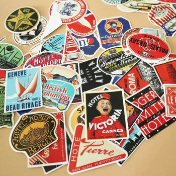 55Pcs/Lot mixed Retro travel stickers Rimowa suitcase trolley stickers hotel nostalgic laptop stickers waterproof Doodle decal 55pcs mixed retro style travel hotel logo roma paris los japan chicago hawaii baghdad trip car sticker waterproof doodle decal