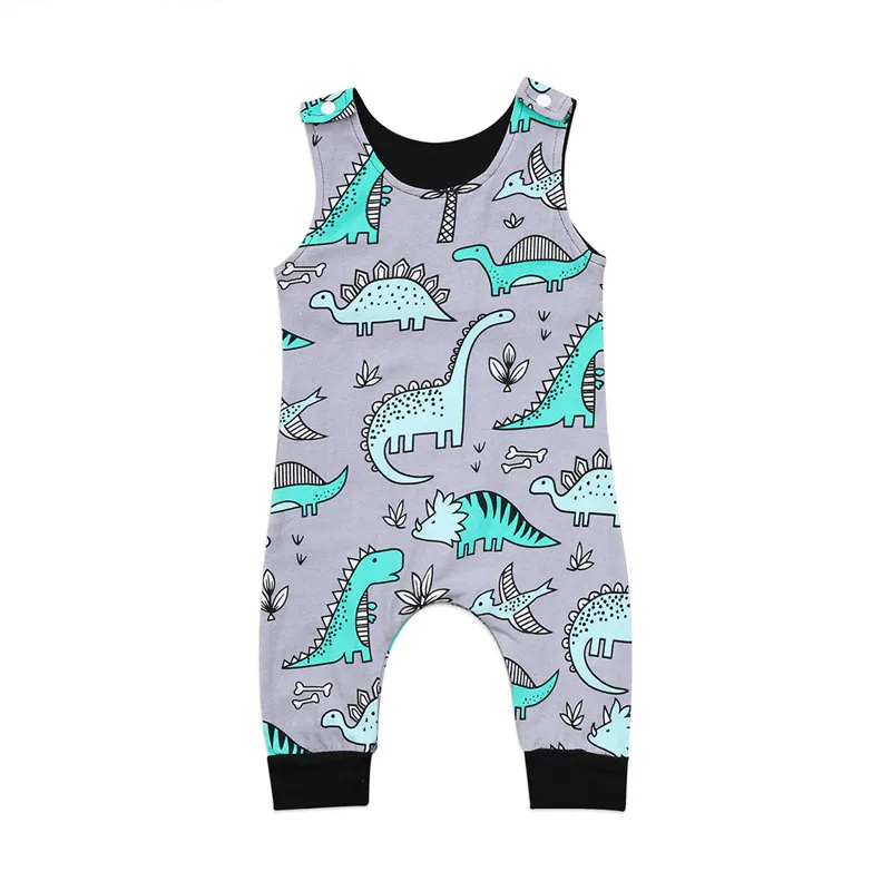 

baby clothes Newborn Infant Baby Boy Print Sleeveless Dinosaur Romper Jumpsuit Clothes Outfits Age 0-24M