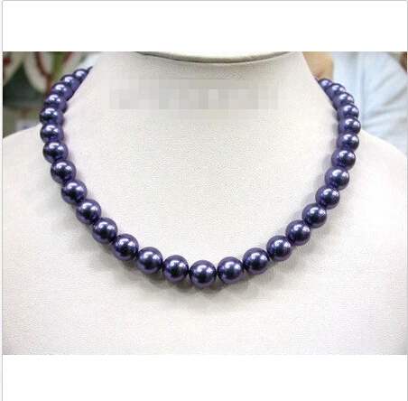 

Free shipping 14mm round blue south sea shell pearls necklace