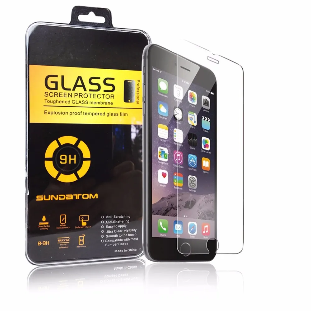  100pcs Sundatom Wholesale 0.2mm premium Tempered Glass Screen Protector for iPhone 5 6 6S Plus explosion proof film 