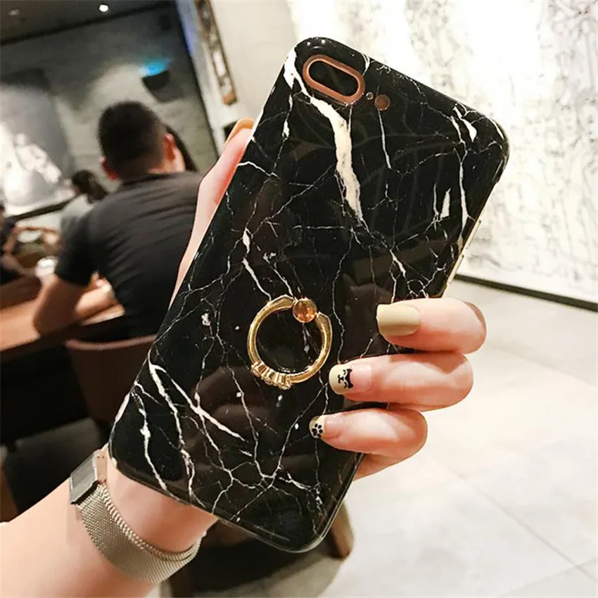 

For Samsung Galaxy S7 S8 Plus S9 NOTE 8 9 Cases Fashion Glossy Marble Stand Holder Soft Phone Case For Samsung S10 Plus S8 S9