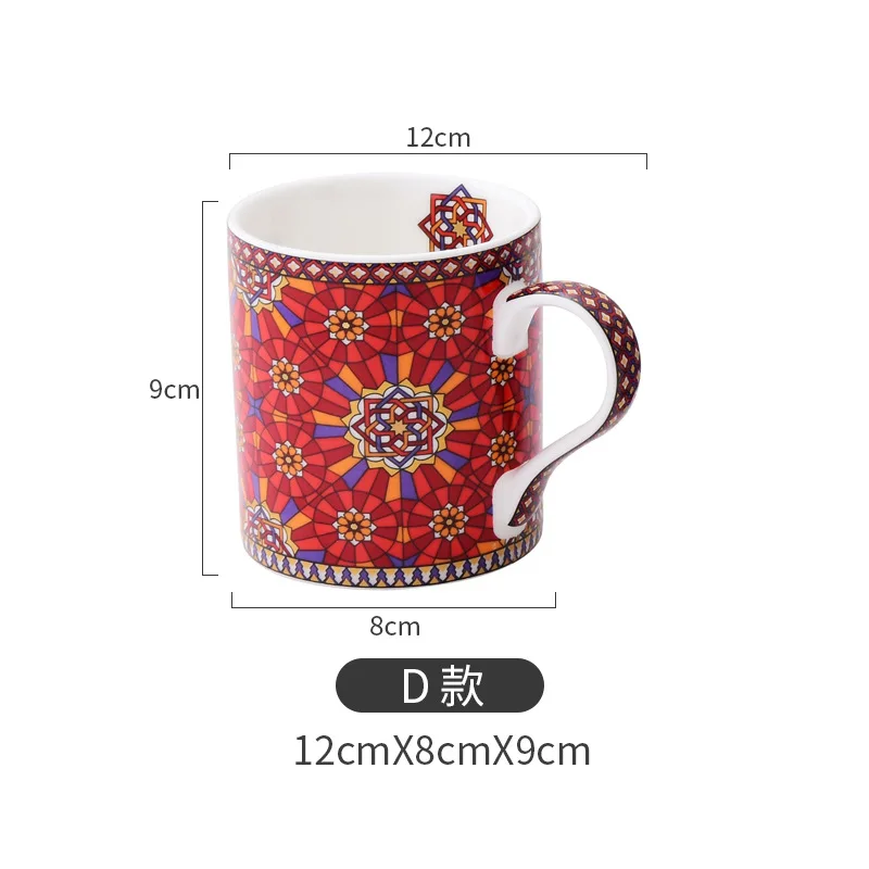 Винтажная кофейная кружка с золотой ручкой в марокканском стиле, керамическая чашка для чая и воды для мам, женщин, мам, девочек, свадебный подарок, 300 мл - Цвет: D