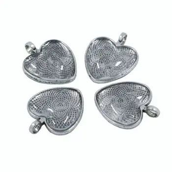 

30Pcs Heart Bezels Silver Pendant Trays with Glass Cabochon DIY Bracelet Necklace Earring Accessories Jewelry Making