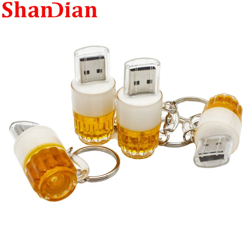 SHANDIAN, модная новинка, u-диск, мини-накопитель, пивная чашка, usb флеш-накопитель, 64 ГБ/32 ГБ/16 ГБ, с рисунком пива, реальная емкость, Crea