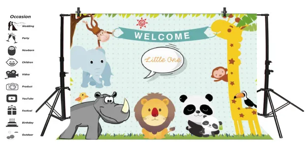 Laeacco Animal Paradise 1st Baby Birthday Party Photography Backgrounds Customized Photographic Backdrops For Photo Studio Laeacco Animal Paradise 1st Baby Birthday Party Photography Backgrounds Customized Photographic Backdrops For Photo Studio