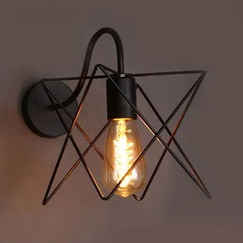 

Modern Retro Loft Wall Lamps Black Iron Metal Triangle Cage Lampshade Wall lights Country style Wall Sconce for Aisle Corridor