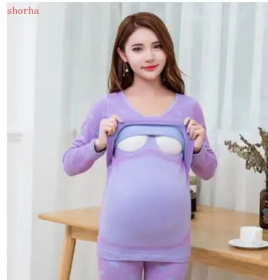 

New Breastfeeding nursing dress top pajamas long sleeve nightie maternity feeding clothes Dresses for pregnant women maternity