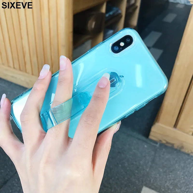 

Transparent Mobile Phone Bracket Shell Soft Silicon Case For Samsung Galaxy S7 Edge S8 Plus S9 Plus Cell Phone Mobile Back Cover