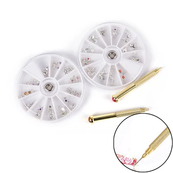 

Golden Hole Pierce Tool+24 Pendant Dangle Decoration Nail Art Hand Dangle Drill Hole Maker Dotting Pen Uv Gel AcrylicTip