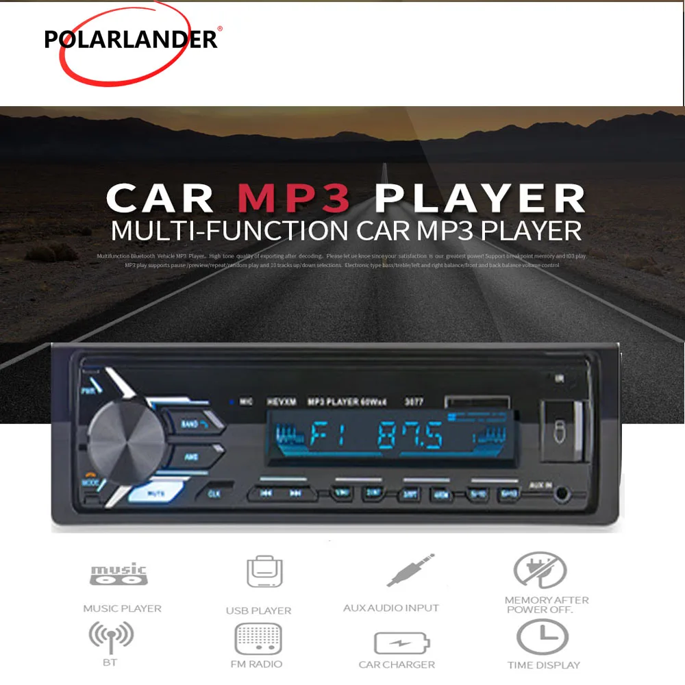 Car audio 3077 1 Din FM Aux Input Receiver Player Bluetooth Car Stereo In-dash Autoradio Car Radio Support SD USB MP3 MMC WMA