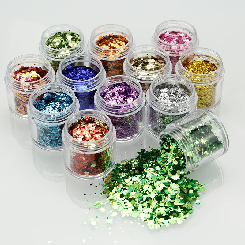 

Nail art Glitter Sequins size and Same color mixed DIY nail Color makeup sequins big bottle Glitter Sequins