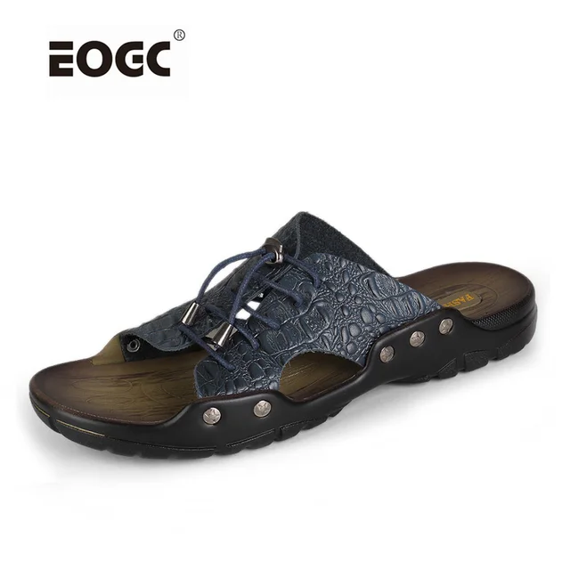 men sandals Crocodile pattern leather summer shoes brand men beach shoes slippers for men men sandals Crocodile pattern leather summer shoes brand men beach shoes slippers for men