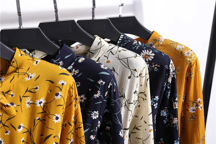 24 Types Floral Print Dresses Women Autumn Chiffon Dress Casual Bowknot O-Neck Long Sleeve Vestidos Mujer Retro Robe Femme Dress (9)