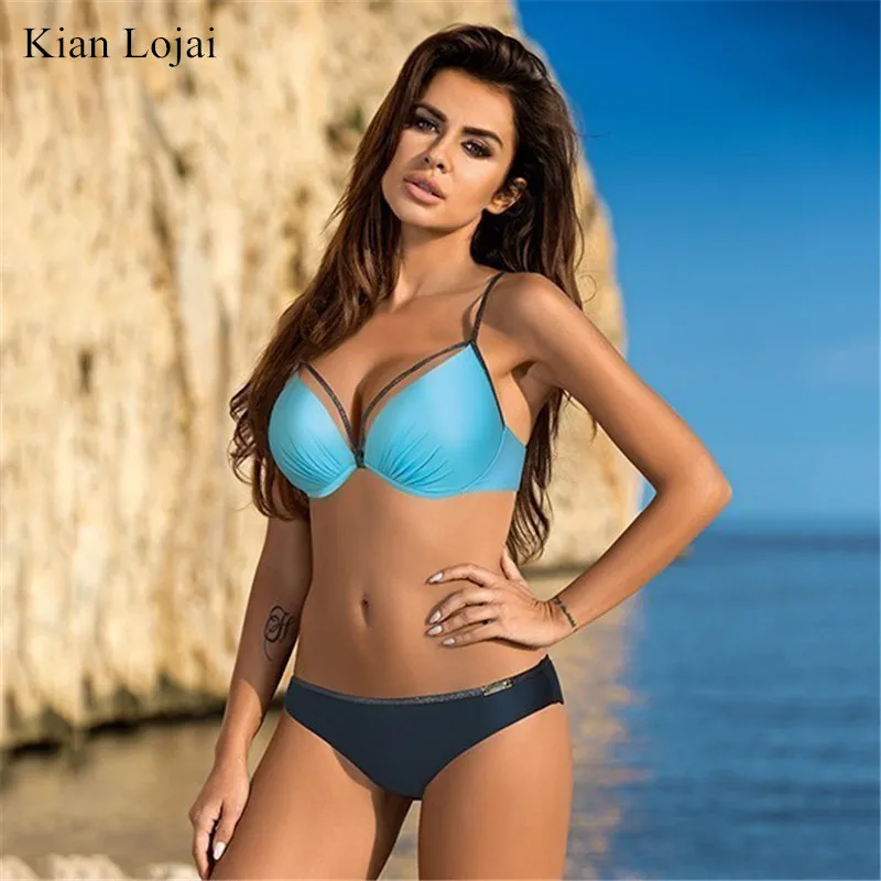 Kian Lojia новинка сексуальные бикини 2019 Mujer пуш-ап купальний костюм из ПУ низкая