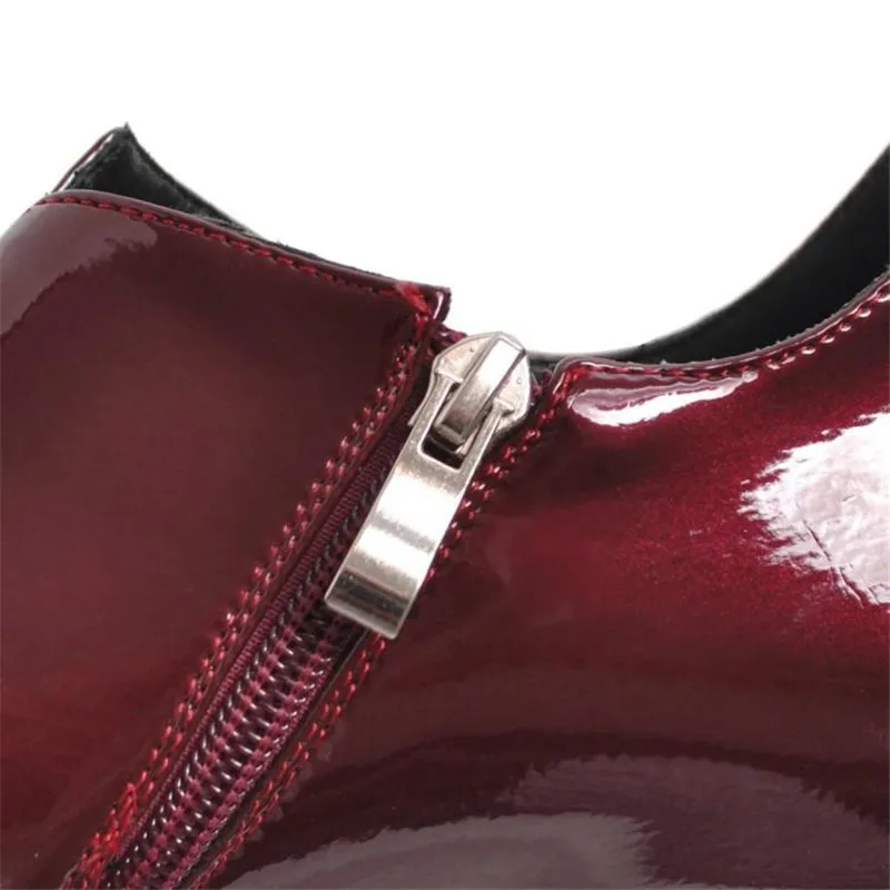 Patent Leather Women Oxford Shoes Vintage Pointed Toe Side Zipper Woman Flats Loafers Black Casual Flat Oxford Shoes for Women (4)