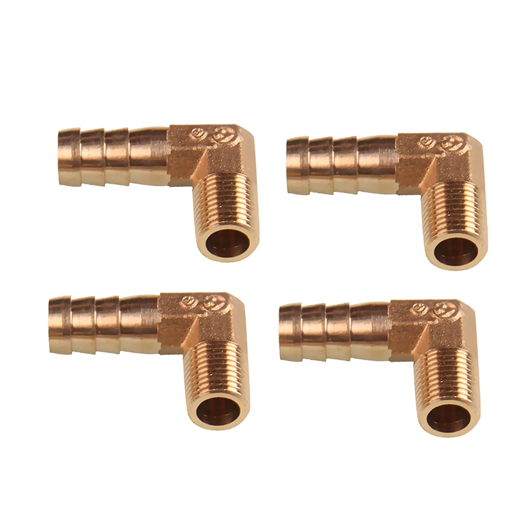 4 pieces 1/4 BSP To 12mm Brass 90 Degree Male Elbow Barb Hose Tail Pipe Gas Fittings