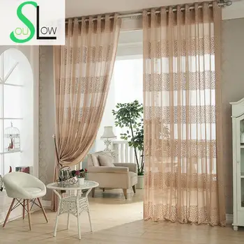 

Slow Soul Brown Chinese Style Back Jacquard Hollow Cortinas Curtains For Living Room Tulle Rideaux Dormitorio Kitchen Bedroom