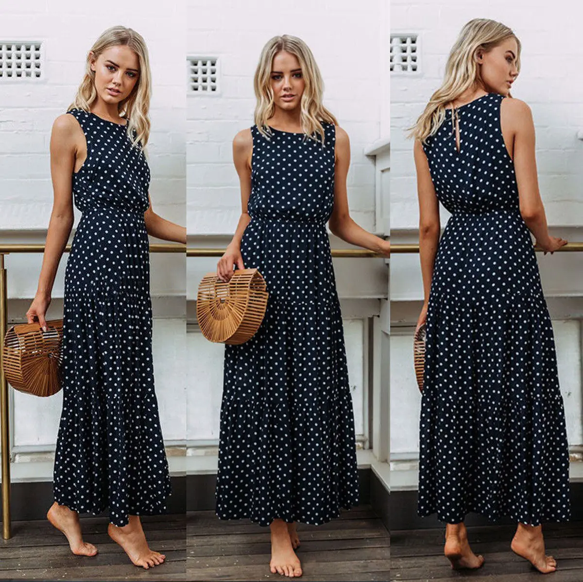

2018New Style Sexy Women Summer Boho Casual Long Maxi Evening Party O-neck Ankle-length Empire Sundress
