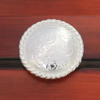 

(KB903) 10pc 1-1/2'' Western Headstall Round Rope Edge Button Leathercraft Sterling-Silver